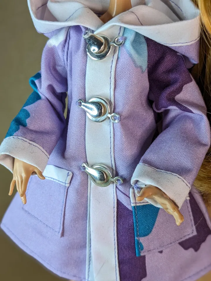 Handmade purple & white raincoat for 10.5-inch female dolls (MH, EAH)