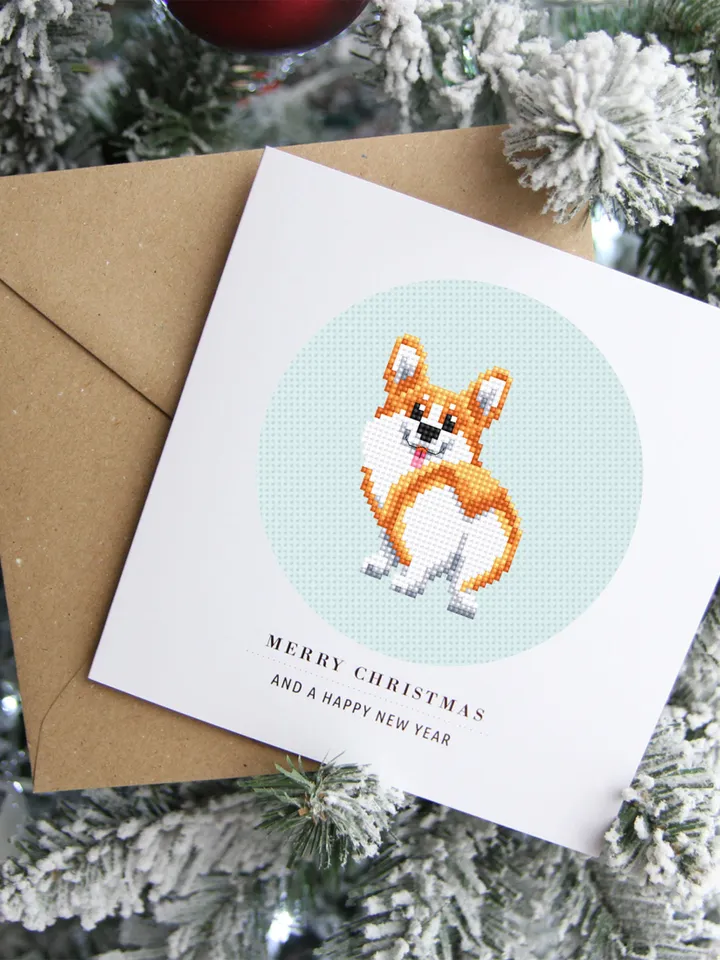 Funny Corgi cross stitch pattern PDF download Set of 3 mini dog cross stitch chart, Corgi ornament pattern digital PDF, Cute Corgi butt #D16
