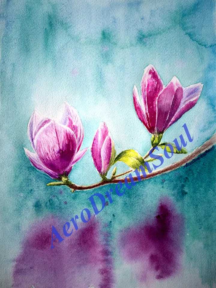 Magnolia flower love soul music abstract home wall decor, Clipart JPG, original Digital Art by AeroDreamSoul