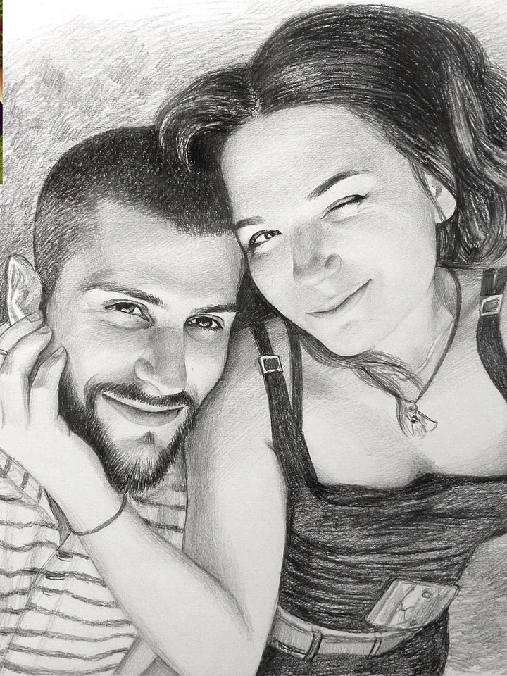 Graphite pencil portrait from photo | Custom hand drawn portrait