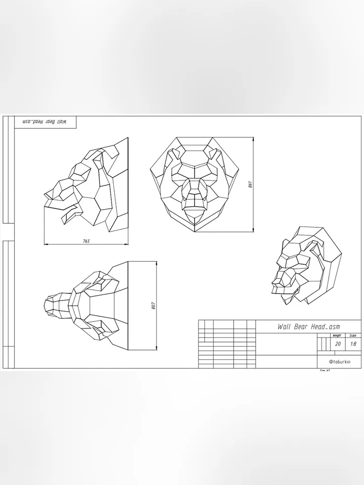 Welding Project Plans Drawings Bear Head (DXF, PDF)