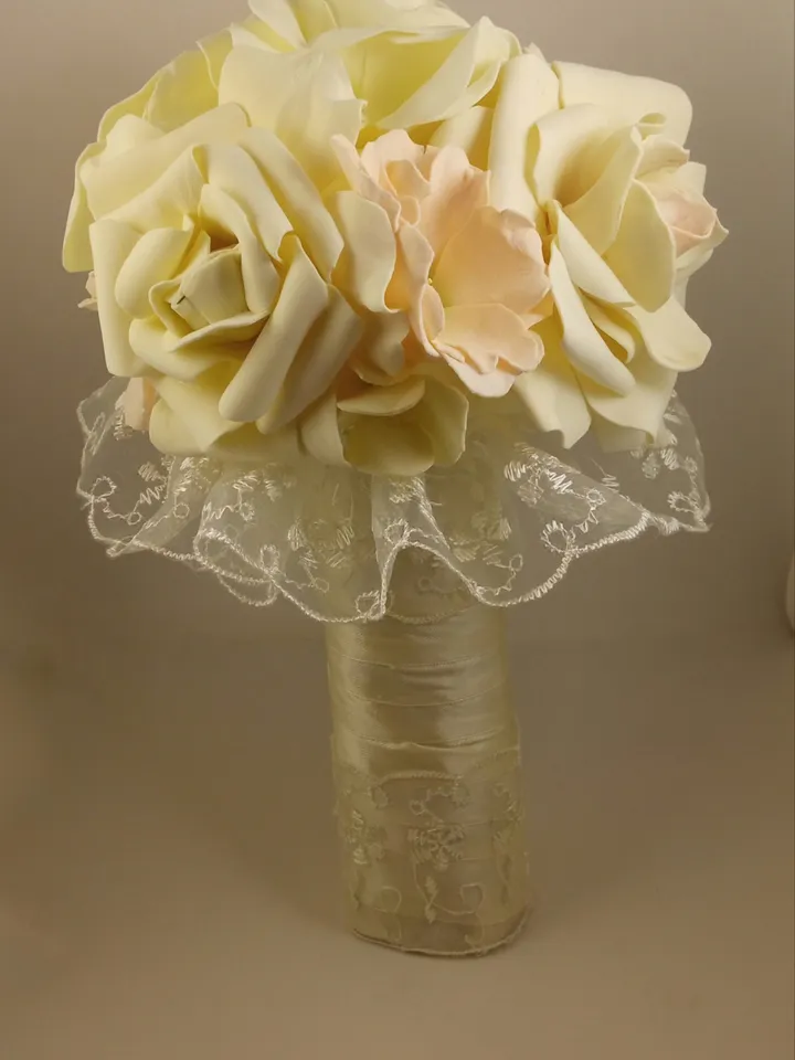 Handmade bridal bouquet double and boutonniere for groom/wedding bouquet/boutonniere for the groom/ wedding boutonniere