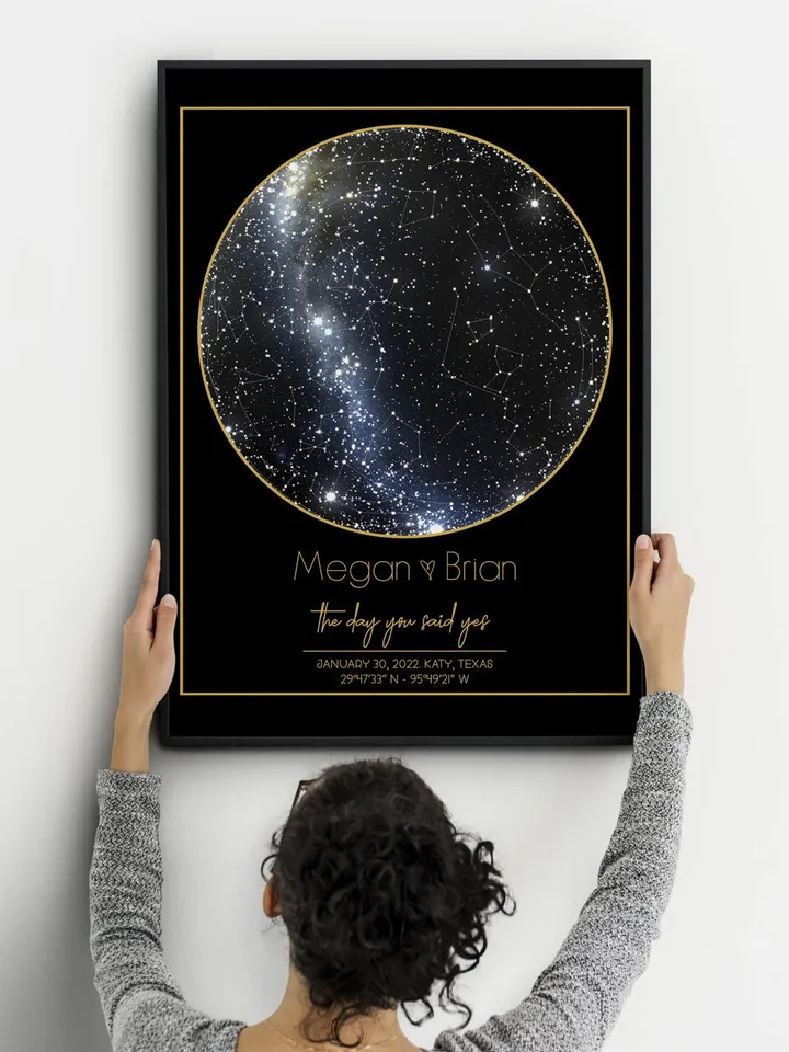 Personalized Star Map Print Custom Constellation Poster Chart Night sky Wall Art Special Occasion Gift Wedding Anniversary 8ts