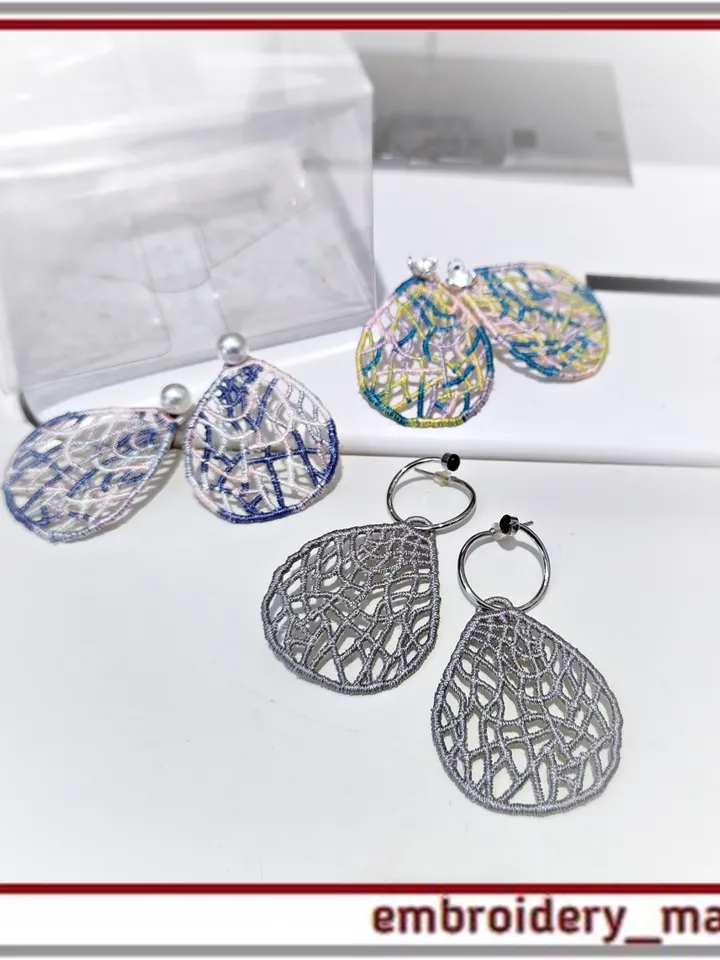 In The Hoop FSL earrings fancy shape Machine embroidery design