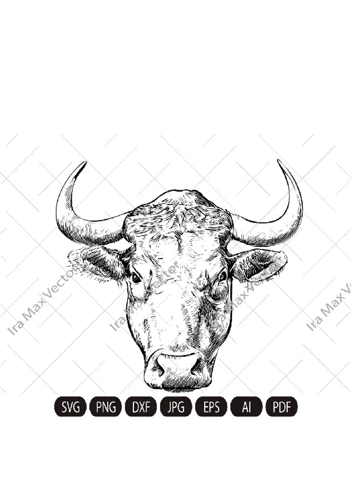 Bull Svg, Bull head svg, Bull svg, Rodeo svg, Bull face svg, Bull clipart, Cowboy bull svg, cow svg, Cow head svg, Cow face, Angry bull svg