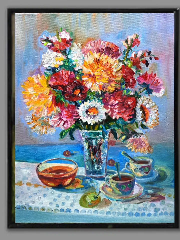 Flowers Art Floral Original Oil Painting Impasto Oil on Canvas