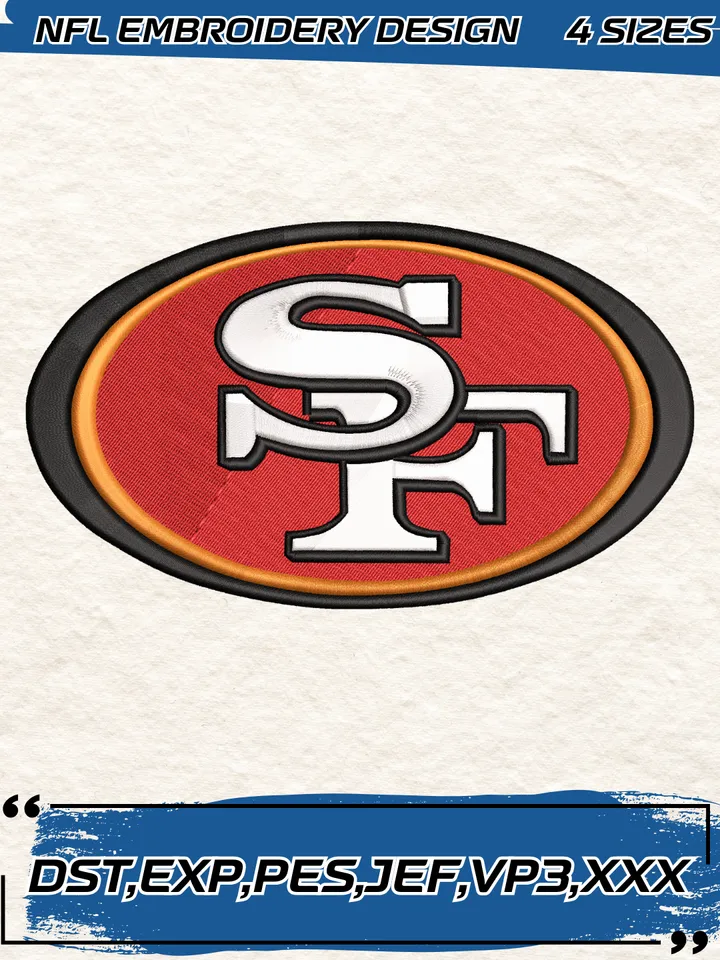 San Francisco 49ers Embroidery Design,NFL Logo Embroidery Design,Machine Embroidery Design File,4 Sizes, Digital Download