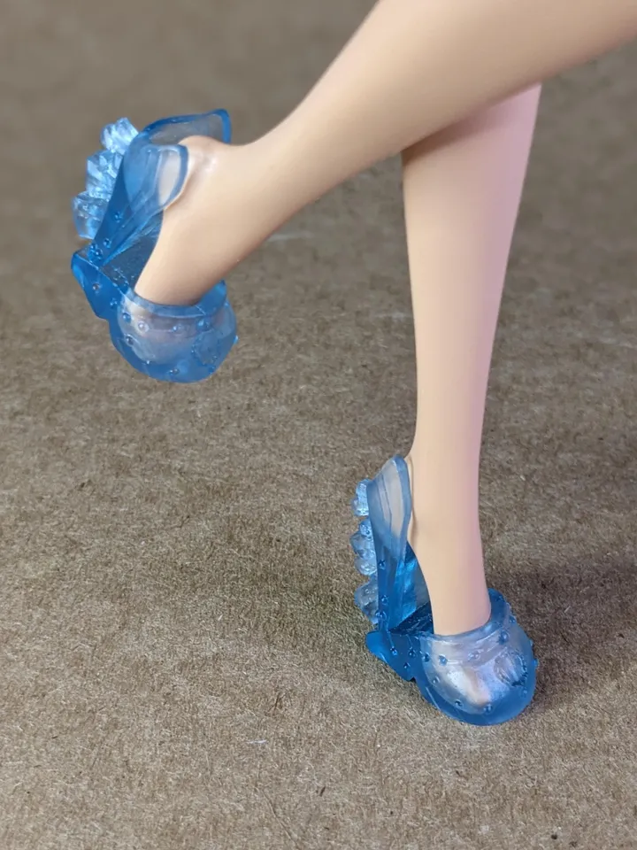Blue transparent sandals with high heels for 10.5 inch female dolls (MH, EAH)