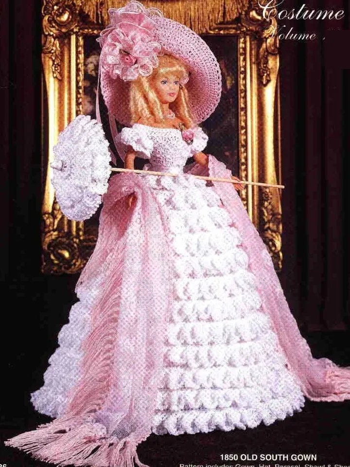 Barbie Dress Crochet Pattern Vintage for Dolls 11-1/2" Digital Download PDF