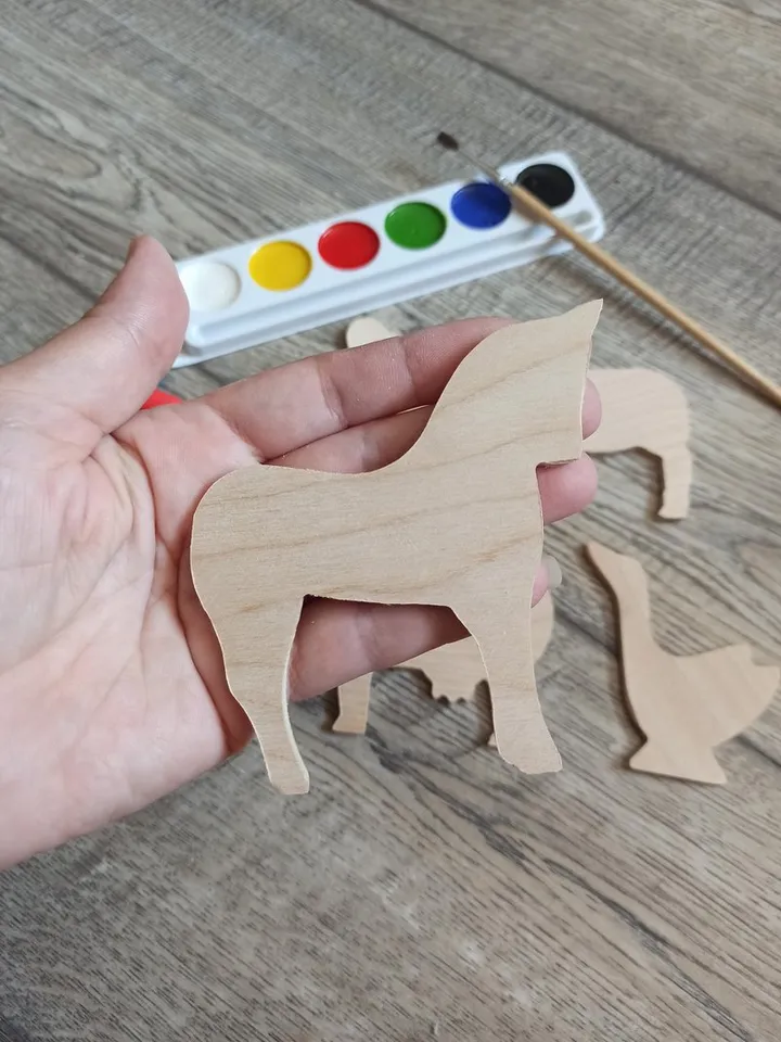 Pet animal figurines for painting,kids craf kit ,set  Wooden  Shape For Craft