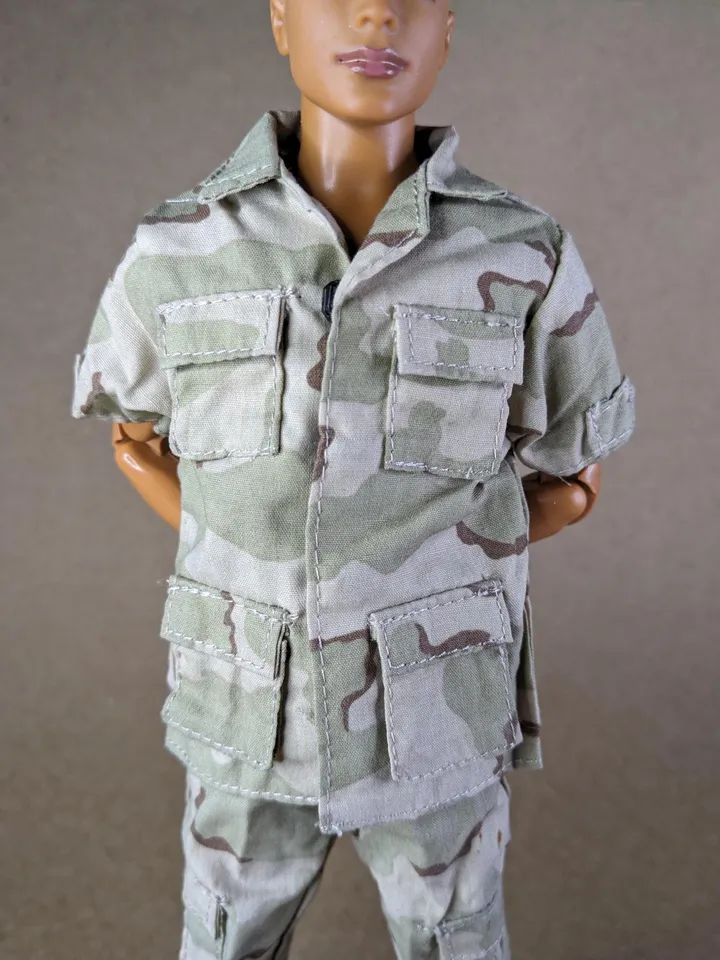 Khaki military-style jacket & pants for fashion male dolls (short sleeve)