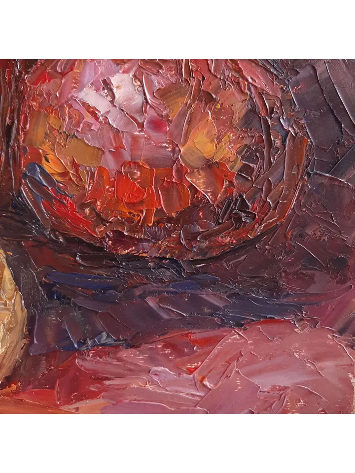 Pomegranate Apple Painting 9x6,9" ORIGINAL ART Still Life with Fruits Kitchen Artwork Signed by artist Marina Chuchko