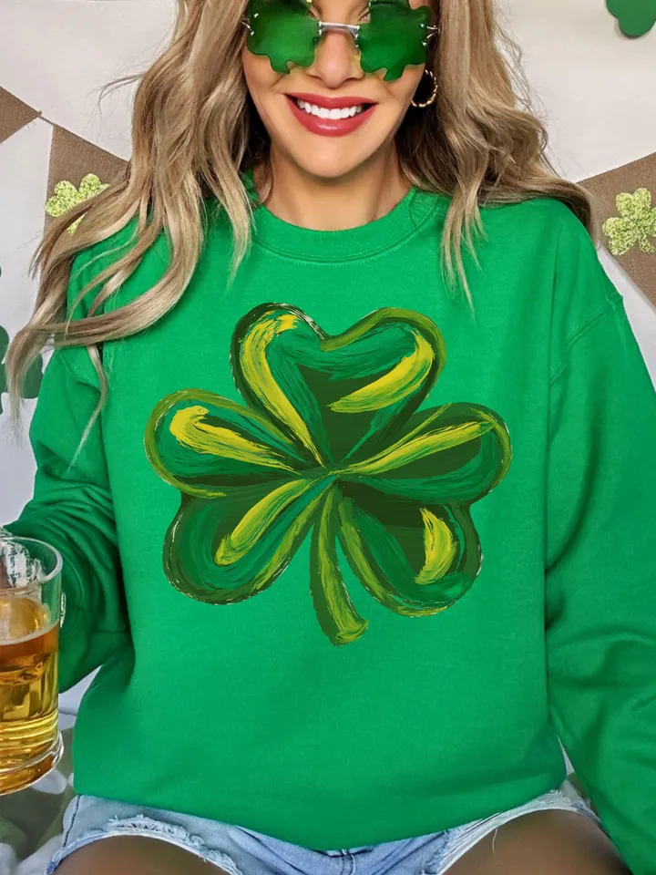 Shamrock Png, St. Patrick’s Day Clover Design, Green Shamrock PNG, St. Paddy’s Day Sublimation PNG, Irish Clover Art, Trendy T-Shirt Design