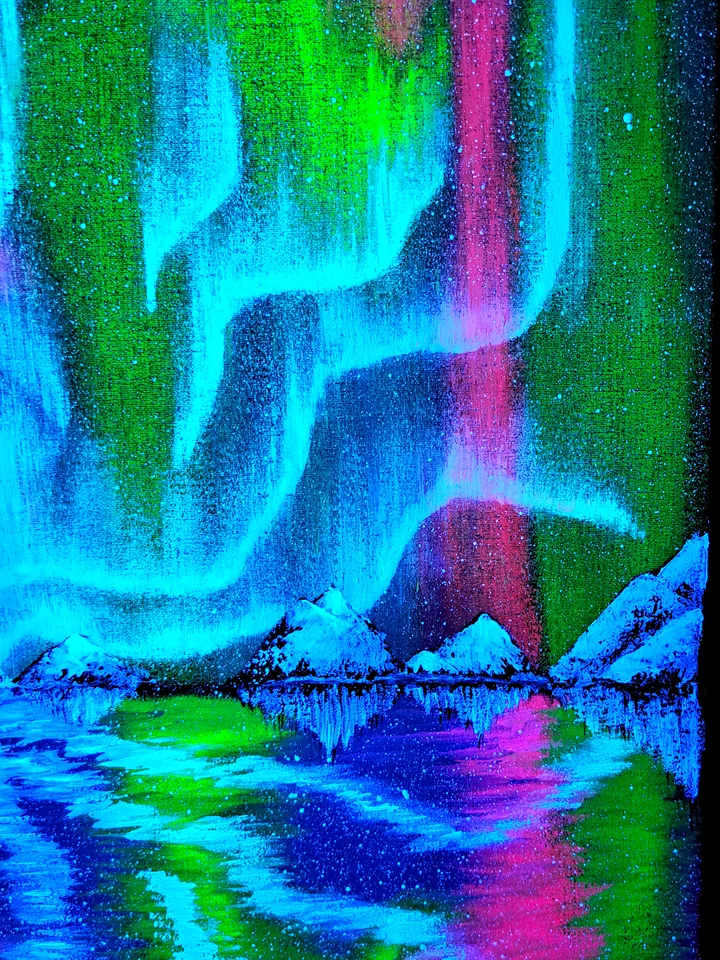 Neon fluorescent oil painting "Northern Lights"