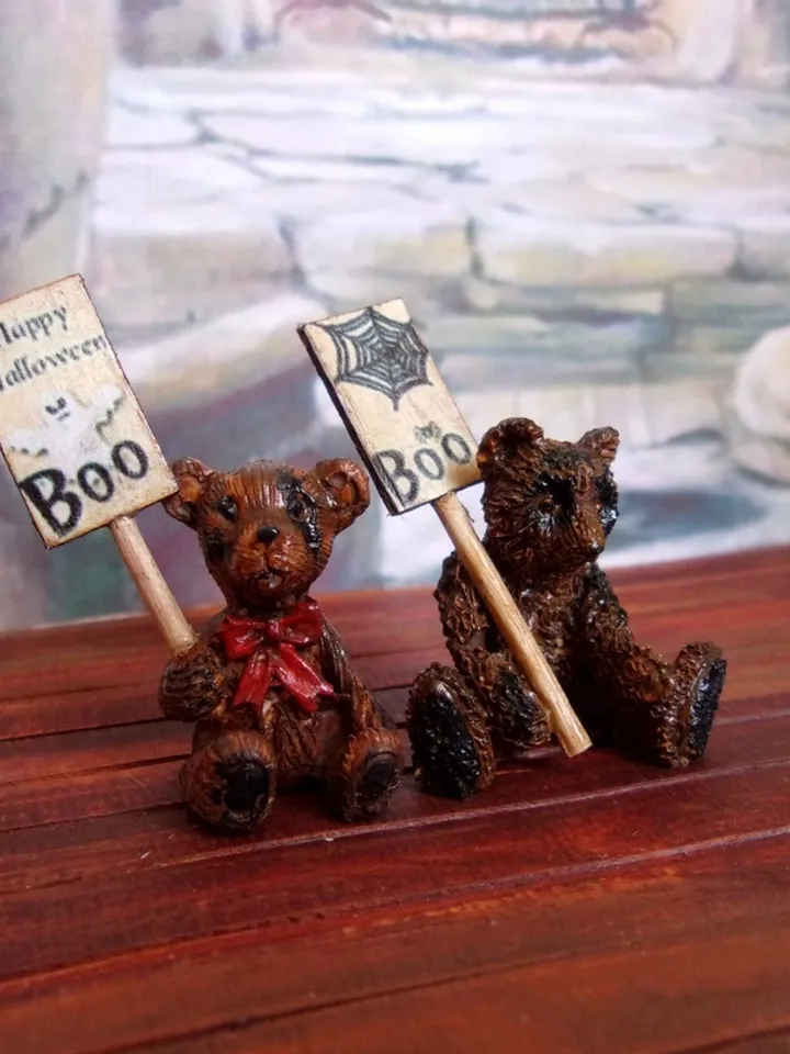 Teddy bear for Halloween. 1:12. Miniature dollhouse. Halloween gift. Handmade. Funny teddy bears for Halloween