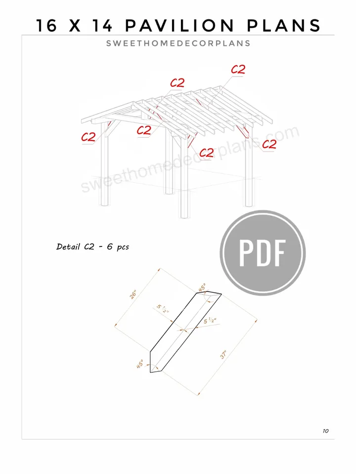 Diy 16 x 14 gable pavilion plans in pdf. Carport plans. Wooden outdoor covered gazebo plans. Diy garage plans. Backyard timber frame plans for outdoor.