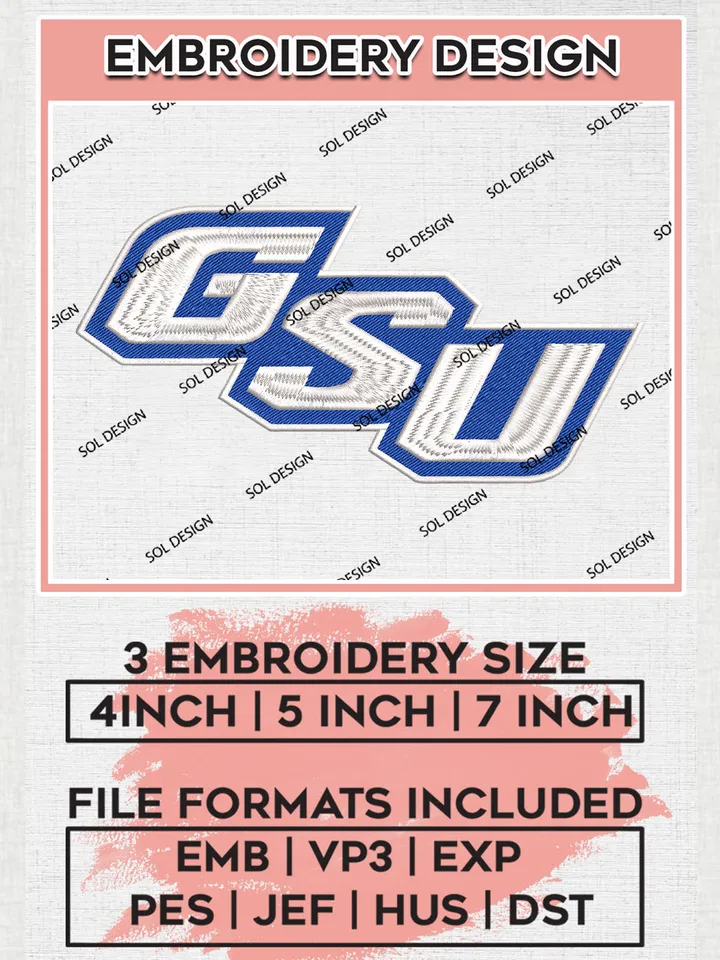 NCAA GSU Panthers Team Logo Embroidery Design Files, NCAA Georgia State Panthers Machine Embroidery, NCAA Teams, Game Day, 3 sizes, NCAA Machine embroidery designs, Digital Download