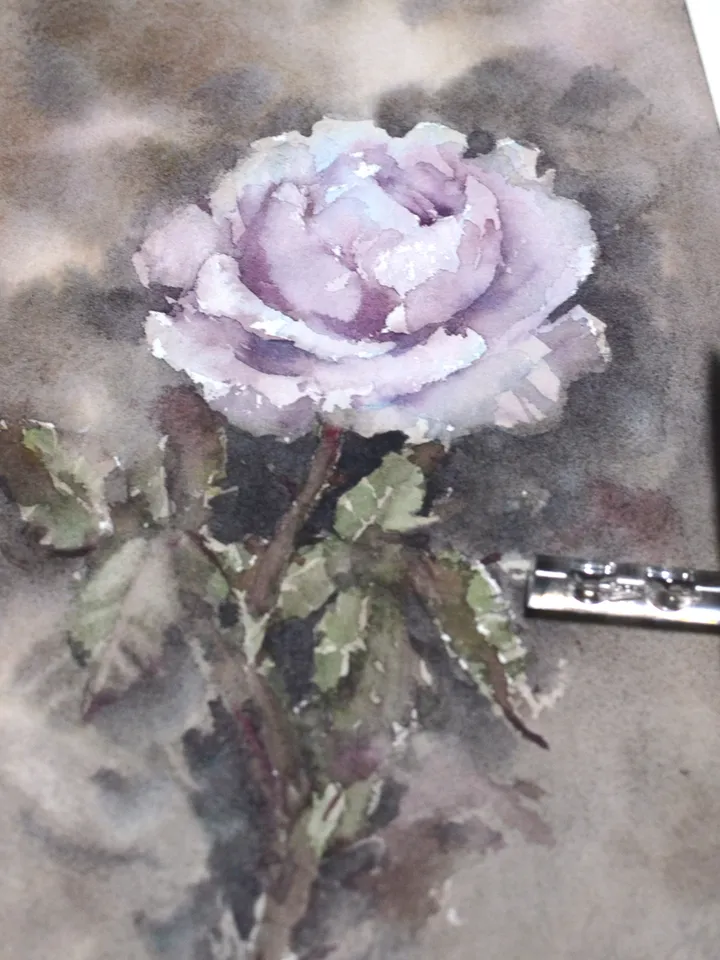 Original painting of rose Watercolor flowers by Yulia Evsyukova