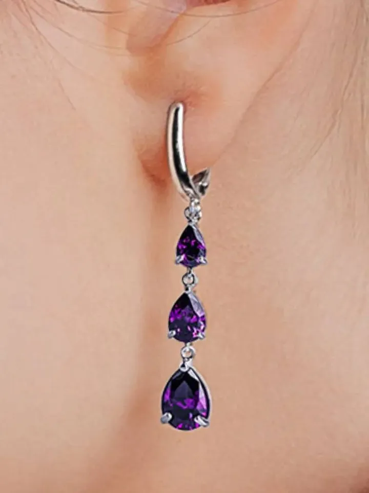 Earrings, silver 925 samples, with amethyst