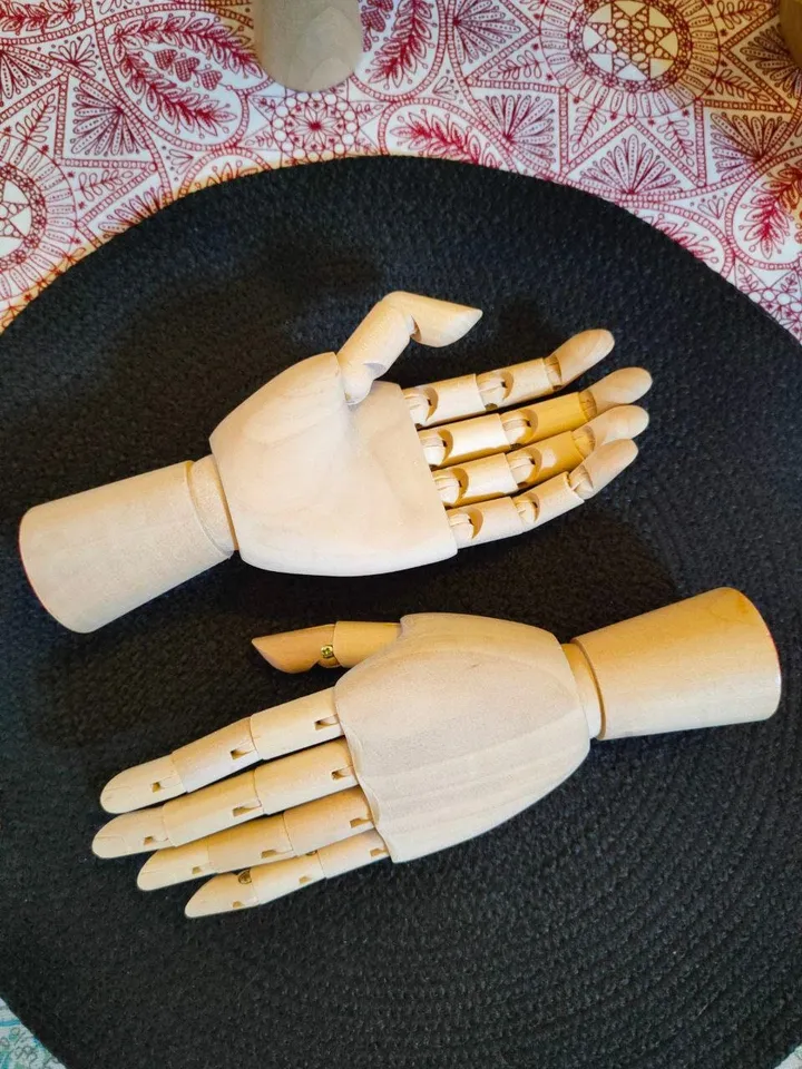 Artistic wooden mannequin 7" 18cm LEFT hand,artist model man 12",sketch mannequin,ring display,Rotating hand ornamentation,skeleton hand