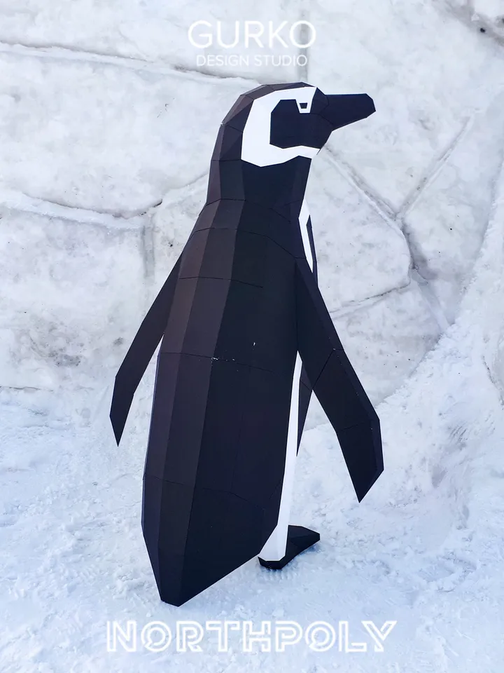 Magellanic Penguin #1 Papercraft, Digital Template, PDF Download, Gurko, Low Poly, Pepakura, Origami Sculpture, Paper Party Decor, DIY Gift