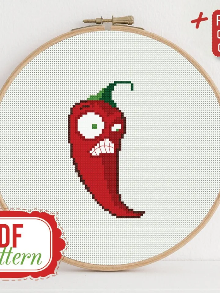 Cross stitch pattern Jalapeno Cross stitch pattern Plants vs Zombies PDF Format Instant Download Home decor Modern
