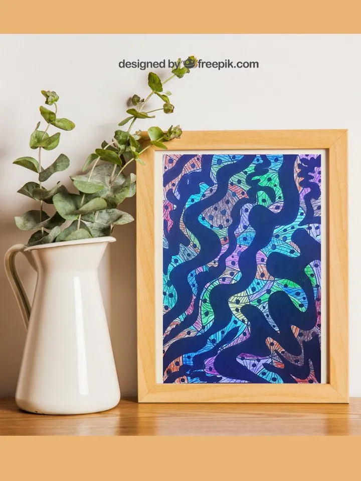 Abstract Artwork,  Waves Pencils Drawng Art on Paper,  Modern Painting Contemporary