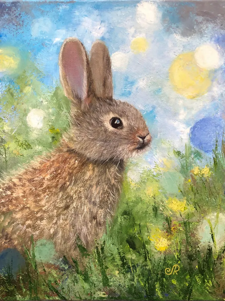 Rabbit Oil Painting Original Animal Painting Bunny Painting Hare Wall Art