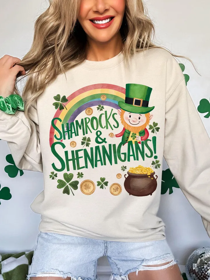 Shamrocks Shenanigans St Patrick's Day PNG, Rainbow Gold Pot png, Lucky Kids st patty Png, Shamrock PNG, St Patricks Png, Lucky Charm Png