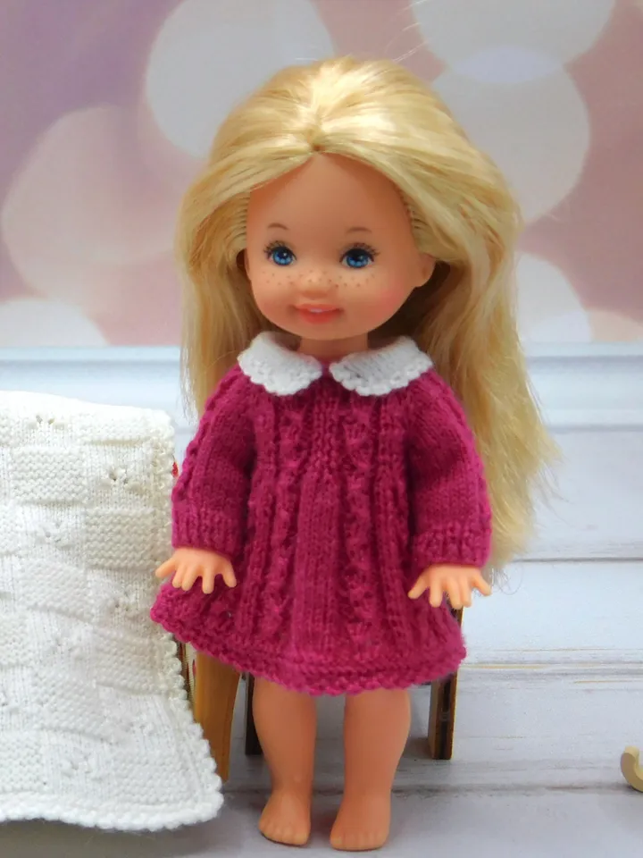 Knitted dress for Kelly doll