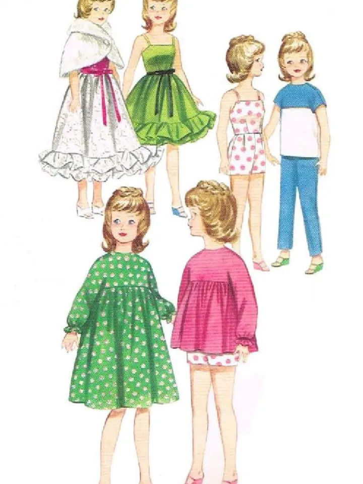 Copy Butterick 3351 Vintage Dolls Sewing Pattern Wardrobe Clothes for Dolls 12" chest 5-1/4" Digital Download PDF