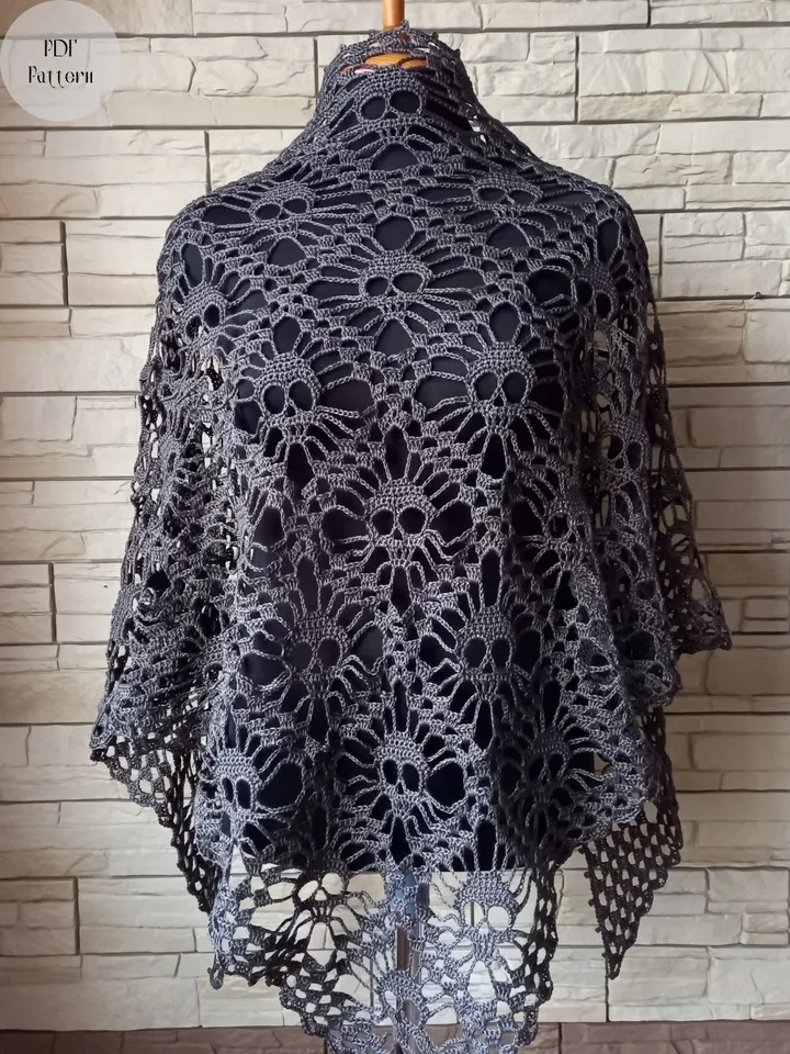 Crochet shawl pattern, Crochet shawl with skulls, Crochet shawl pattern easy, Crochet shawl for beginners, Skull pattern