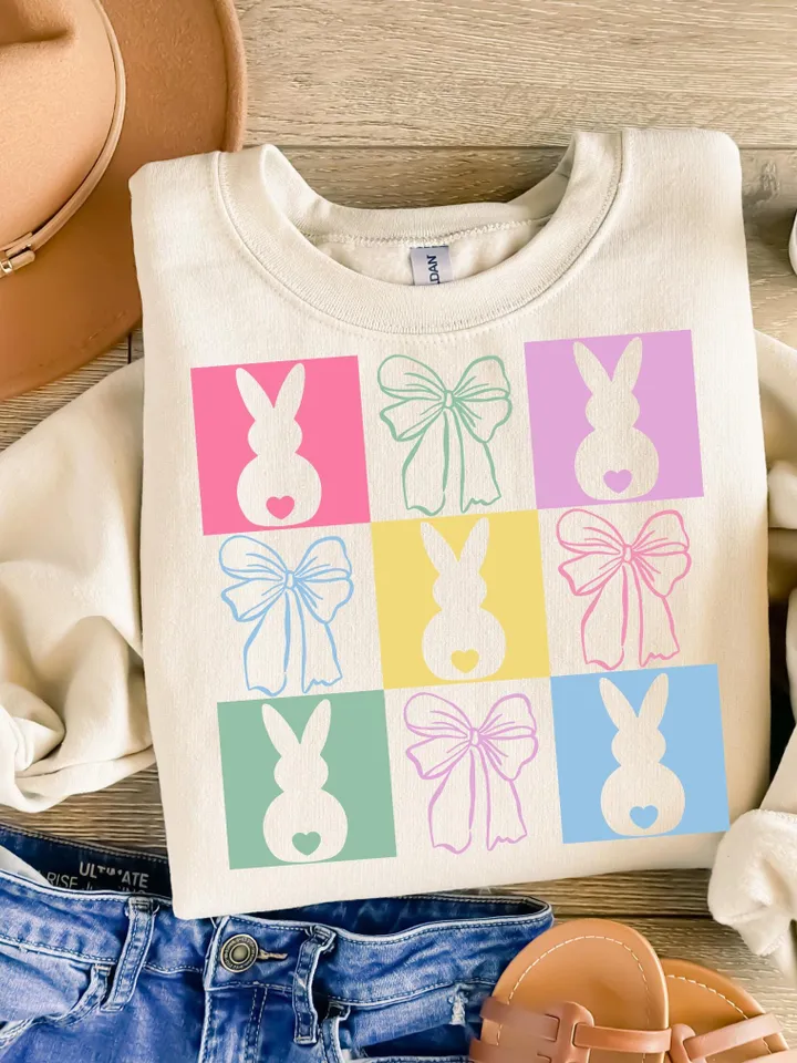 Retro Checkered Easter Coquette Png, Easter Bunny png, Easter png, Coquette Easter png, Girls Easter Png, Christian Easter, Happy Easter Png