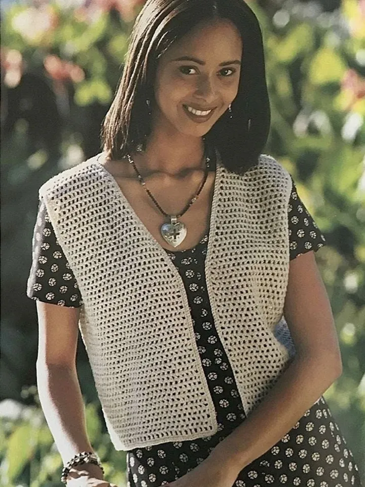 Mesh vest pattern pdf, waistcoat mesh ladies women, summer vest pdf easy pattern