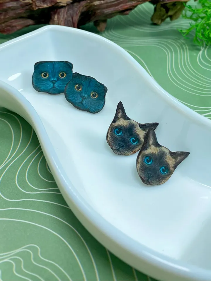 Interesting handmade earrings. For cat lovers). Author's design. Handmade.