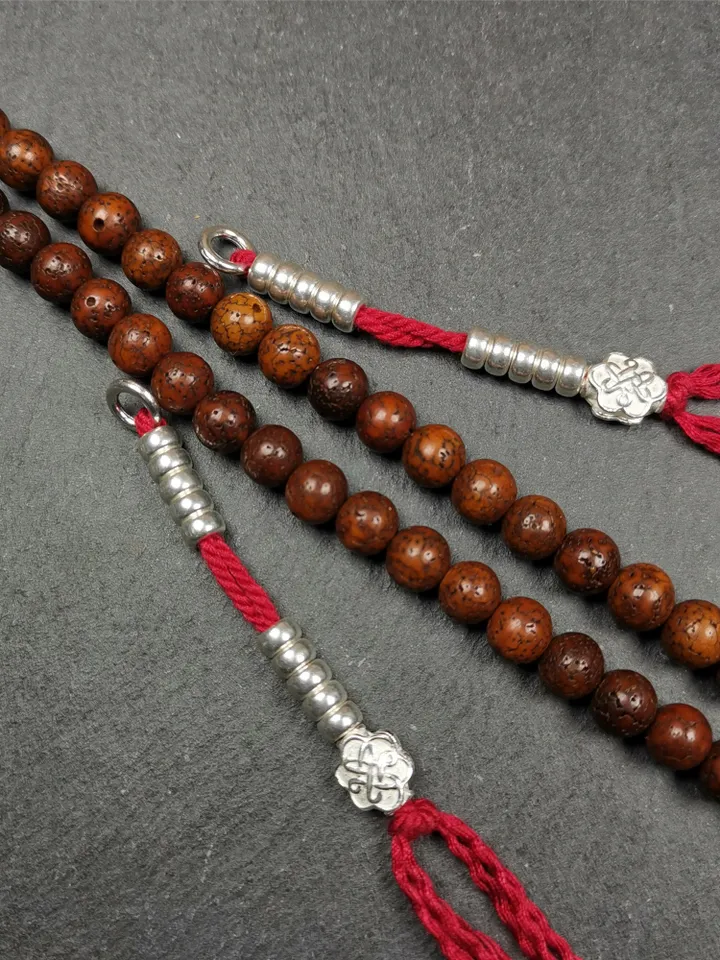 Gandhanra Handmade 5mm Sterling silver Tibetan Buddhist Prayer Bead Counters for 6-15mm Mala,Lucky Knot Pendant