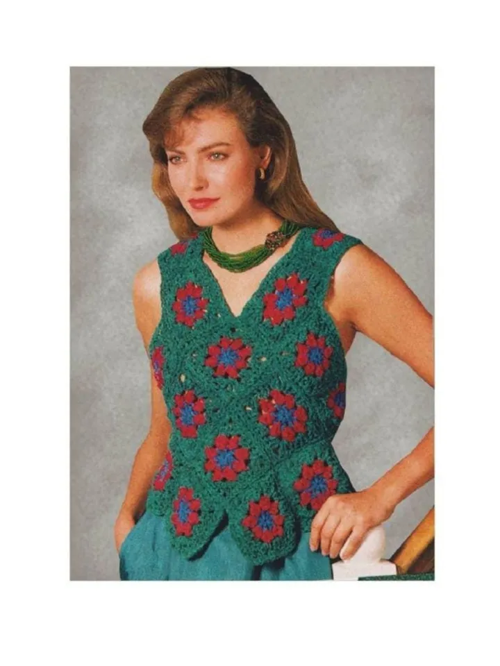 Top granny squares, top easy crochet pattern, summer women top pdf instant download