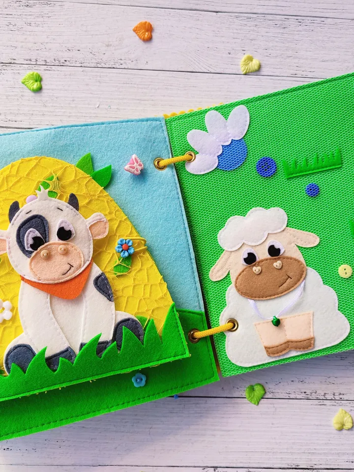 Farm Animals Quiet book pattern, Felt activity book pattern pdf, DYI Quiet book sewing for kids 2, 3, 4year old, Baby soft book tutorial