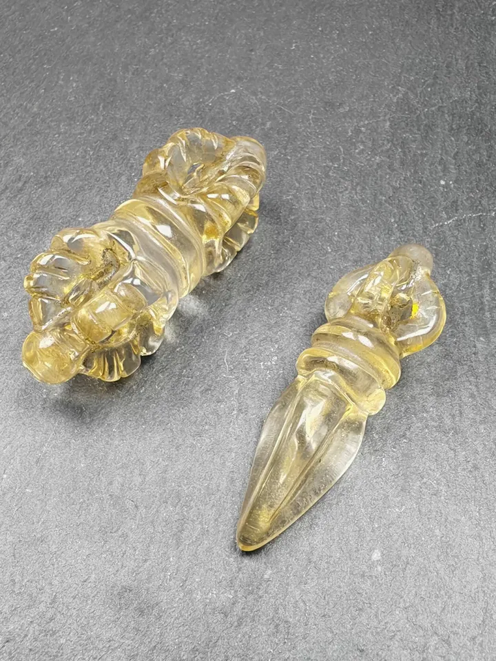 Gandhanra Old Crystal Dorje Vajra / Phurba Amulet - Tibetan Dharma Ritual Implement - Decades Old