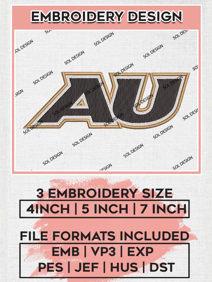 AU Trojans College Team Logo Embroidery Design Files, NCAA Anderson Trojans Machine Embroidery, NCAA Teams, 3 sizes, NCAA Machine embroidery designs, Digital Download