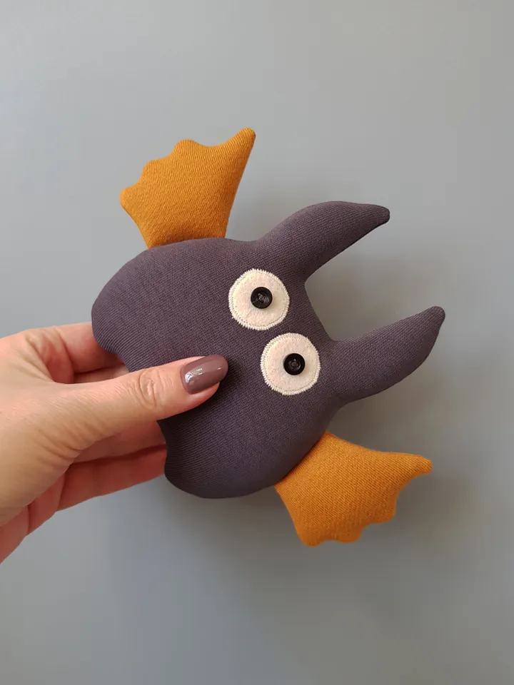 Halloween doll pattern PDF for sewing bat, digital tutorial in English, rag doll diy