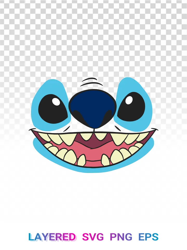 Stitch Face SVG, Disney Lilo Stitch PNG, Layered Cricut