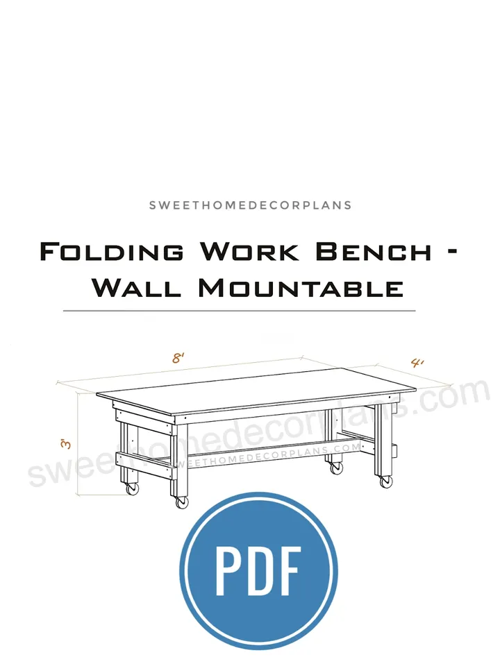 Diy folding work bench plans pdf. Folding craft table and garage table. Folding work bench - wall mountable plans. Wooden functional workbench for woodworking