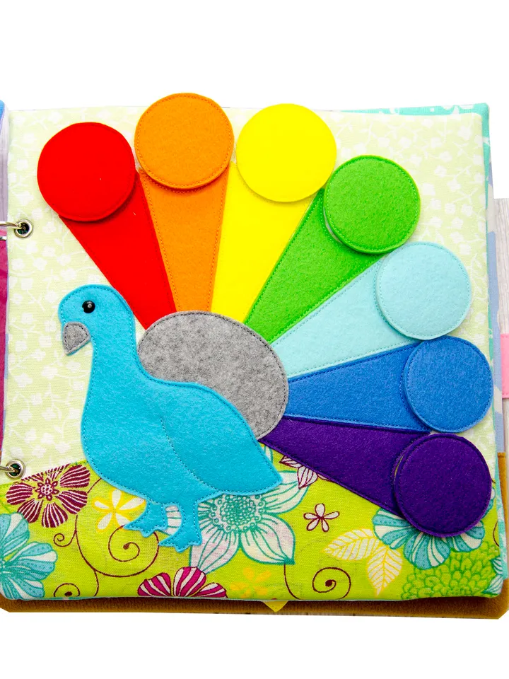 Quiet book page, Peacock, PDF sewing pattern, SVG files