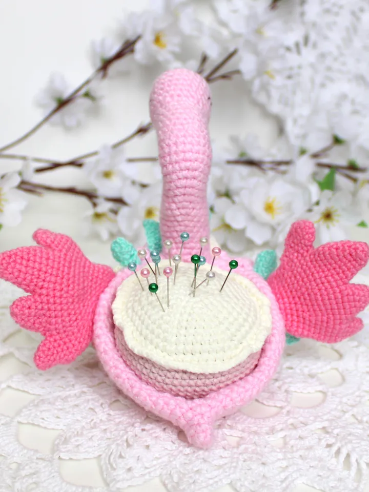 Pin cushion pattern pdf Flamingo crochet gift for grandma Pincushion amigurumi