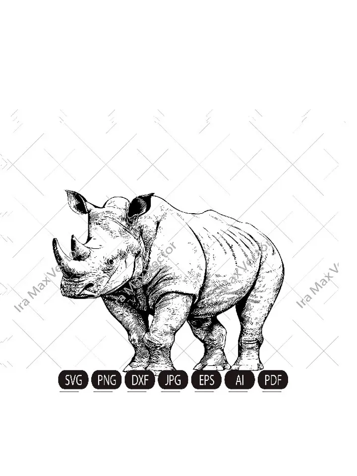 Rhino Svg, Rhino Clipart, Rhino detailed, Rhino Head, Rhino Cut Files , Rhino Silhouette, Animals Silhouette