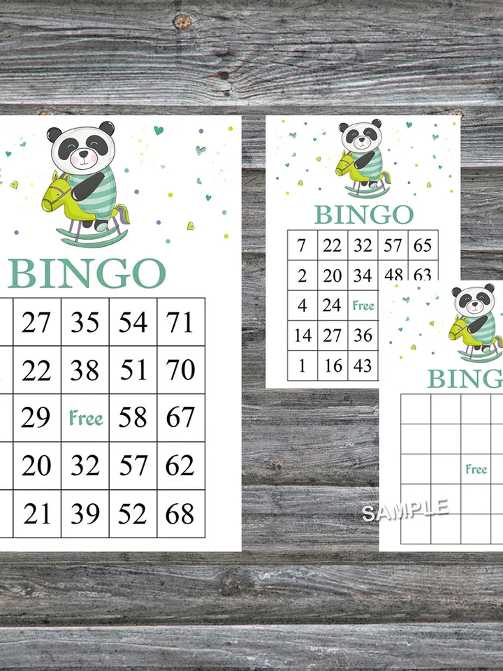 Baby Panda bingo cards,Panda bingo game,Panda printable bingo cards,60 Bingo Cards,INSTANT DOWNLOAD--326