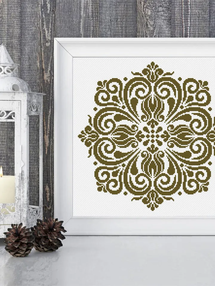 Vintage mandala cross stitch pattern PDF download Mandala ornament cross stitch chart, Mandala pattern digital PDF, Home decor #M154