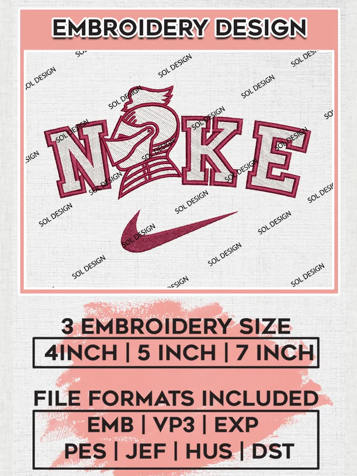 Nike Bellarmine Knights Machine Embroidery Design, NCAA Bellarmine Knights Embroidery Design files, NCAA Logo Embroidery Designs, NCAA Machine Embroidery Designs, Digital Download