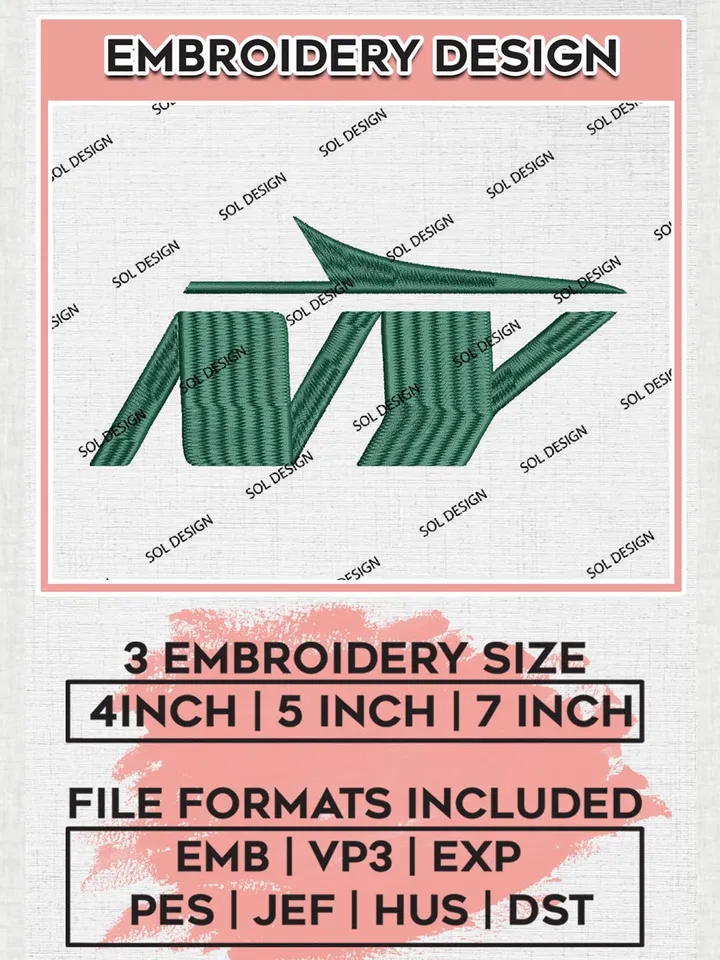 NFL New York Jets Logo Embroidery Design Files, NFL Jets, NFL Logo Embroidery Files, NFL New York Jets Machine Embroidery Design, Digital Download